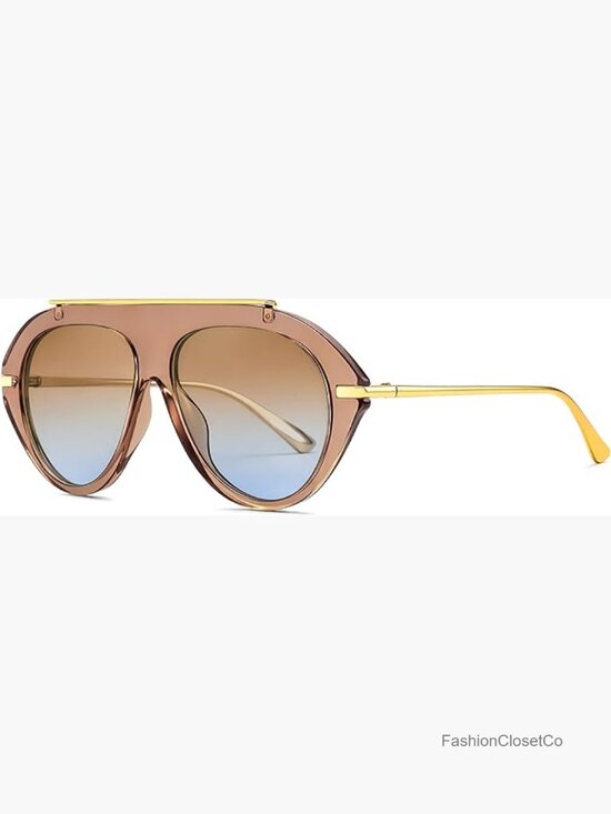 Retro Aviator Oversized Vintage Metal Sunglasses UV400 main image 5